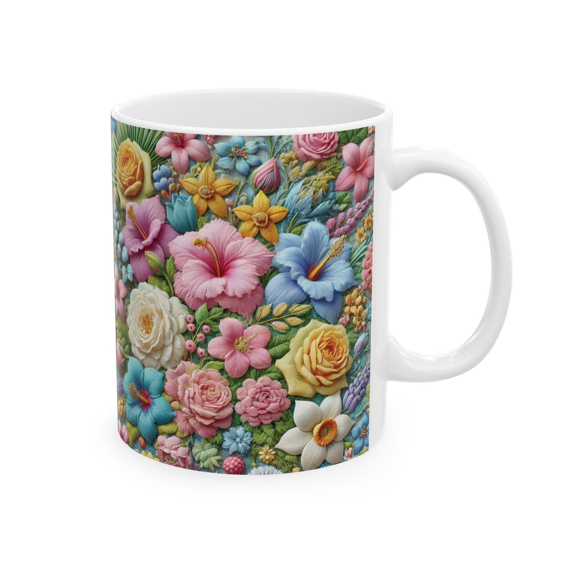 Pastel Floral Ceramic Mug – Elevate Your Sip with Spiritual Style, Available in 11oz & 15oz, Ideal for Coffee, Tea, or Hot Chocolate Moments That Inspire Gift for Mom - MRSBYVALLE