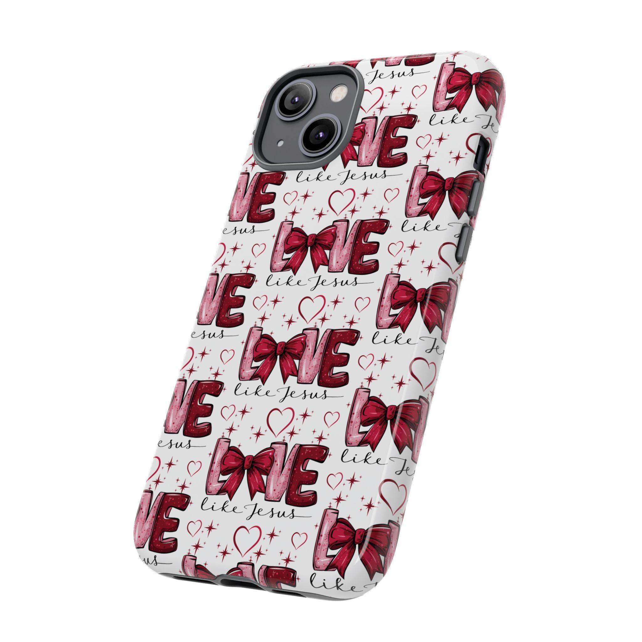 Love Like Jesus Red Bows and Hearts—Tough, Faithful Phone Cases & Religious iPhone Accessories: Protect Your Device & Show Your Faith