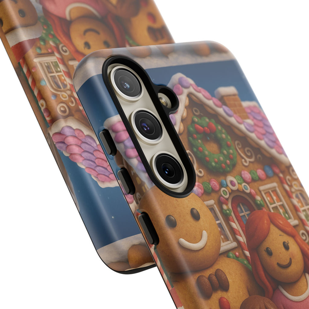 Coque de téléphone esthétique Famille en Pain d'Épices – Design d'inspiration vintage sur le thème de Noël – Étui stylé pour modèles iPhone et Samsung Galaxy