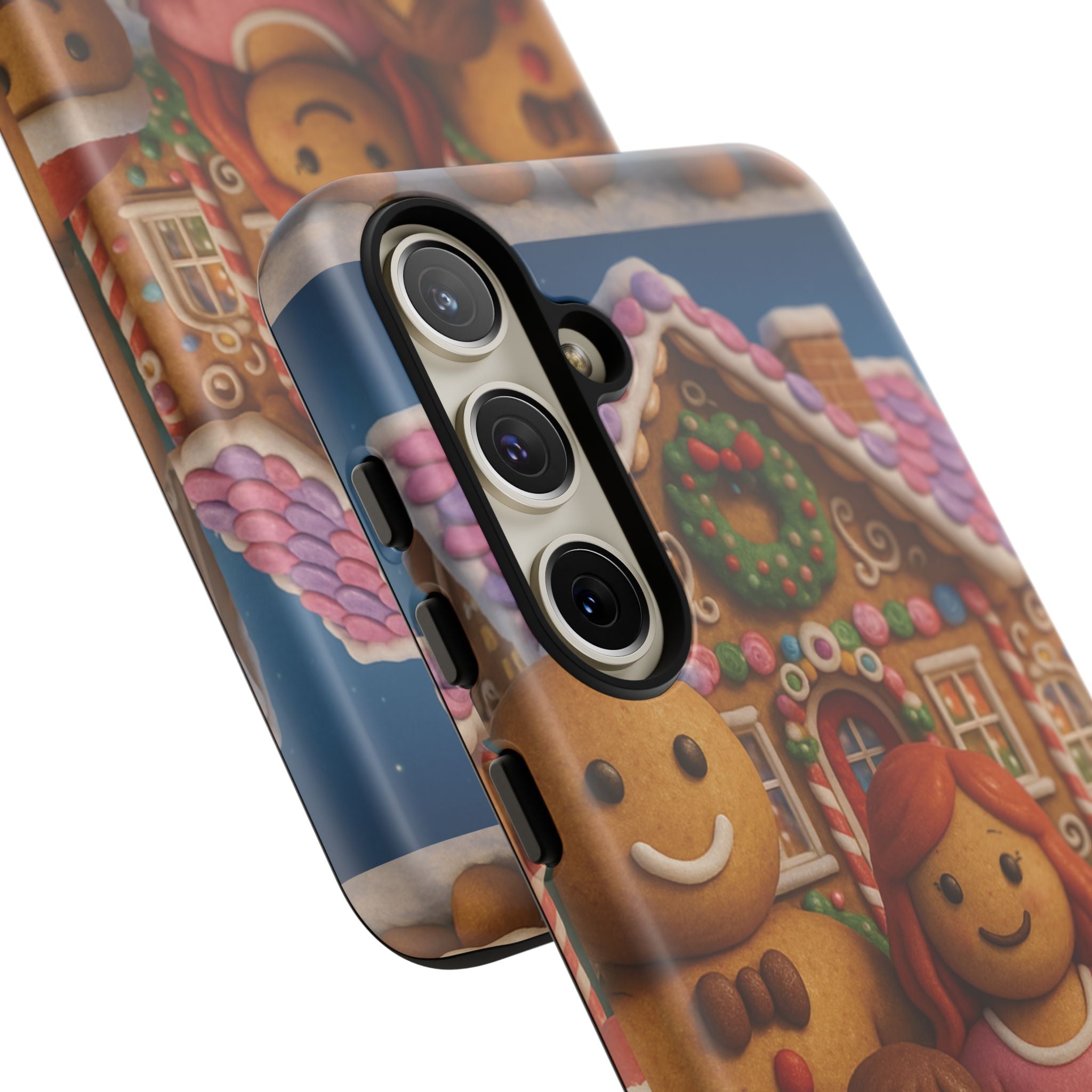 Coque de téléphone esthétique Famille en Pain d'Épices – Design d'inspiration vintage sur le thème de Noël – Étui stylé pour modèles iPhone et Samsung Galaxy