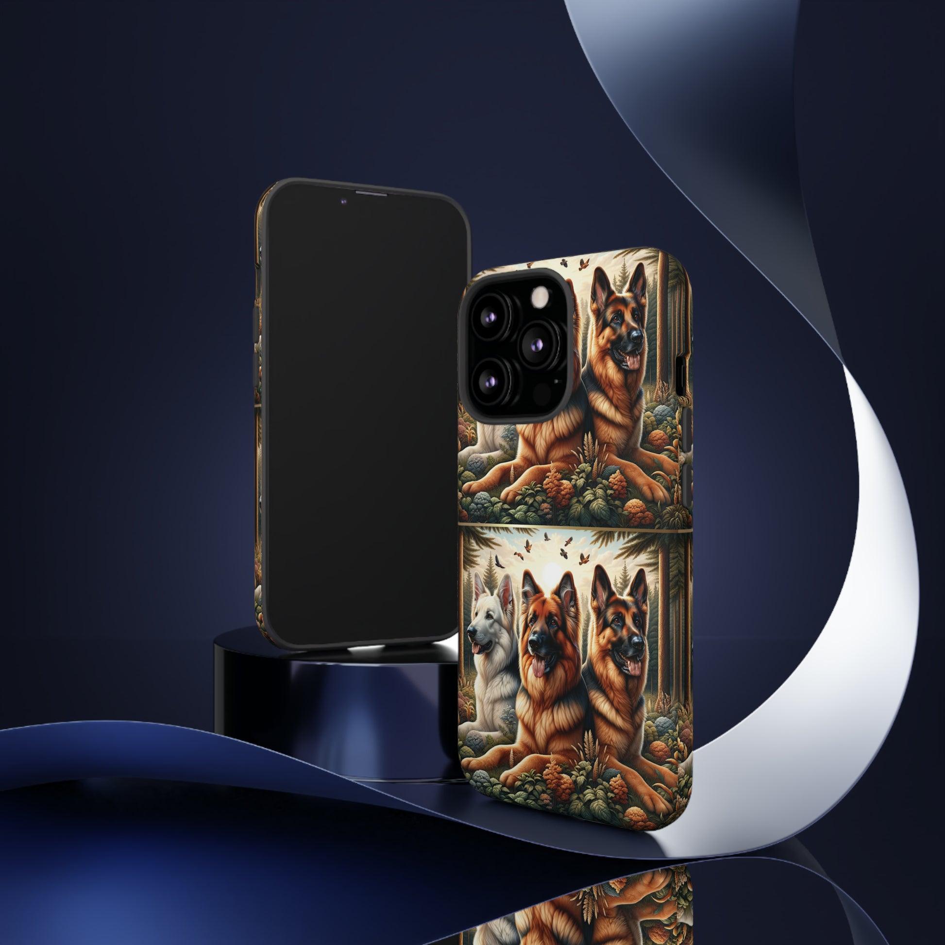German Shepherd Phone Tough Case Floral Elegant Durable Dog Lover Devices iPhone 15, Samsung iPhone Samsung Accessory Gift for Her.