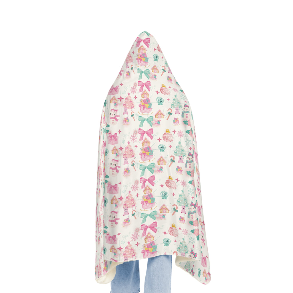 Cozy Christmas Theme Hooded Snuggle Blanket – Soft Throw for Her, Winter Warmth, Movie Nights, Relaxation, Home Comfort, Christmas Gift Idea