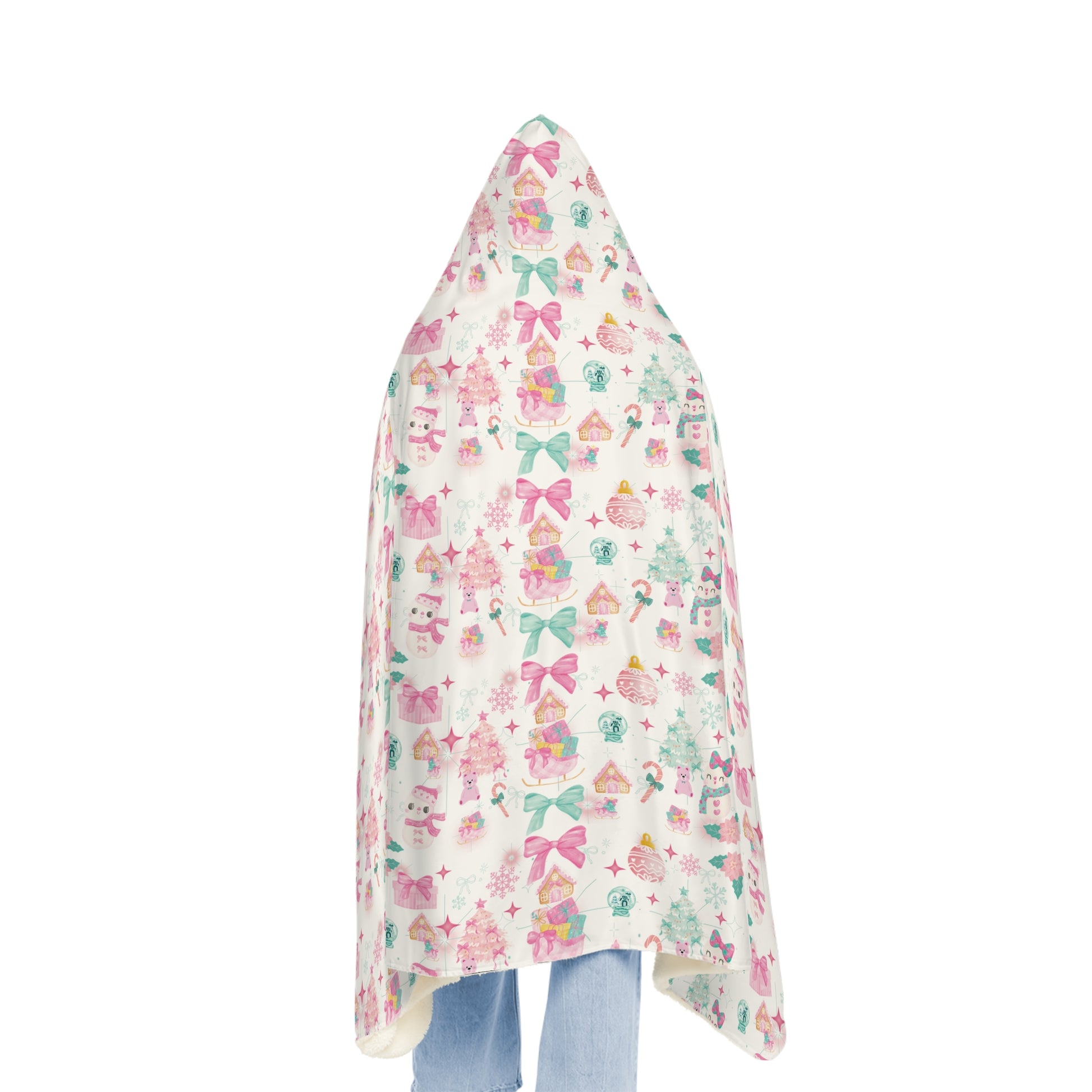 Cozy Christmas Theme Hooded Snuggle Blanket – Soft Throw for Her, Winter Warmth, Movie Nights, Relaxation, Home Comfort, Christmas Gift Idea