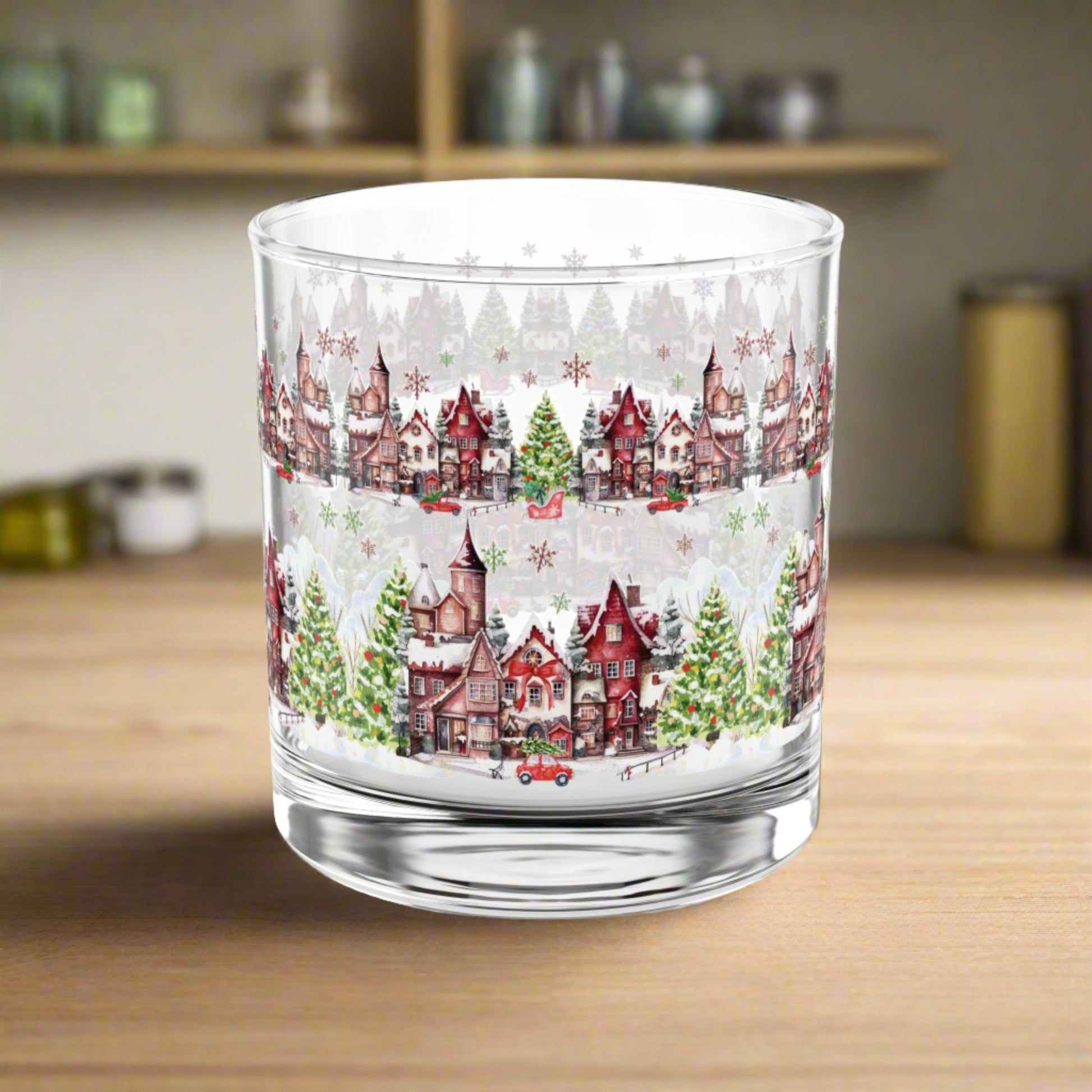 Village Glass Vintage Christmas Rocks Glass, 10oz Festive Holiday Drinkware with Classic Design, Perfect for Cocktails and Spirits, Ideal Gift for Christmas Celebrations and Home Décor - MRSBYVALLE