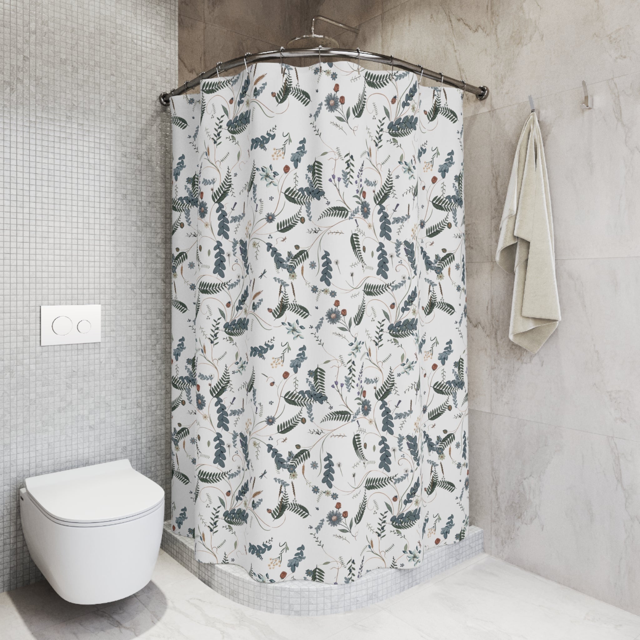 Botanical Floral Shower Curtain — Botanical Floral Bathroom Decor Housewarming Gift