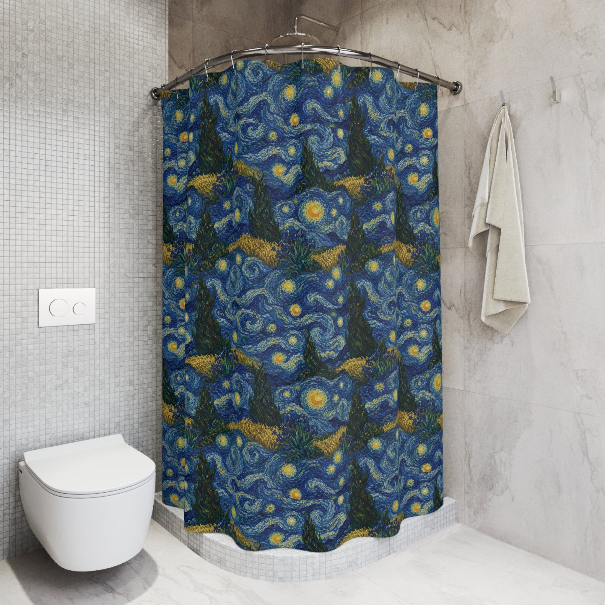 Van Gogh Illusion Shower Curtain — Elegant Art Lover Bathroom Decor