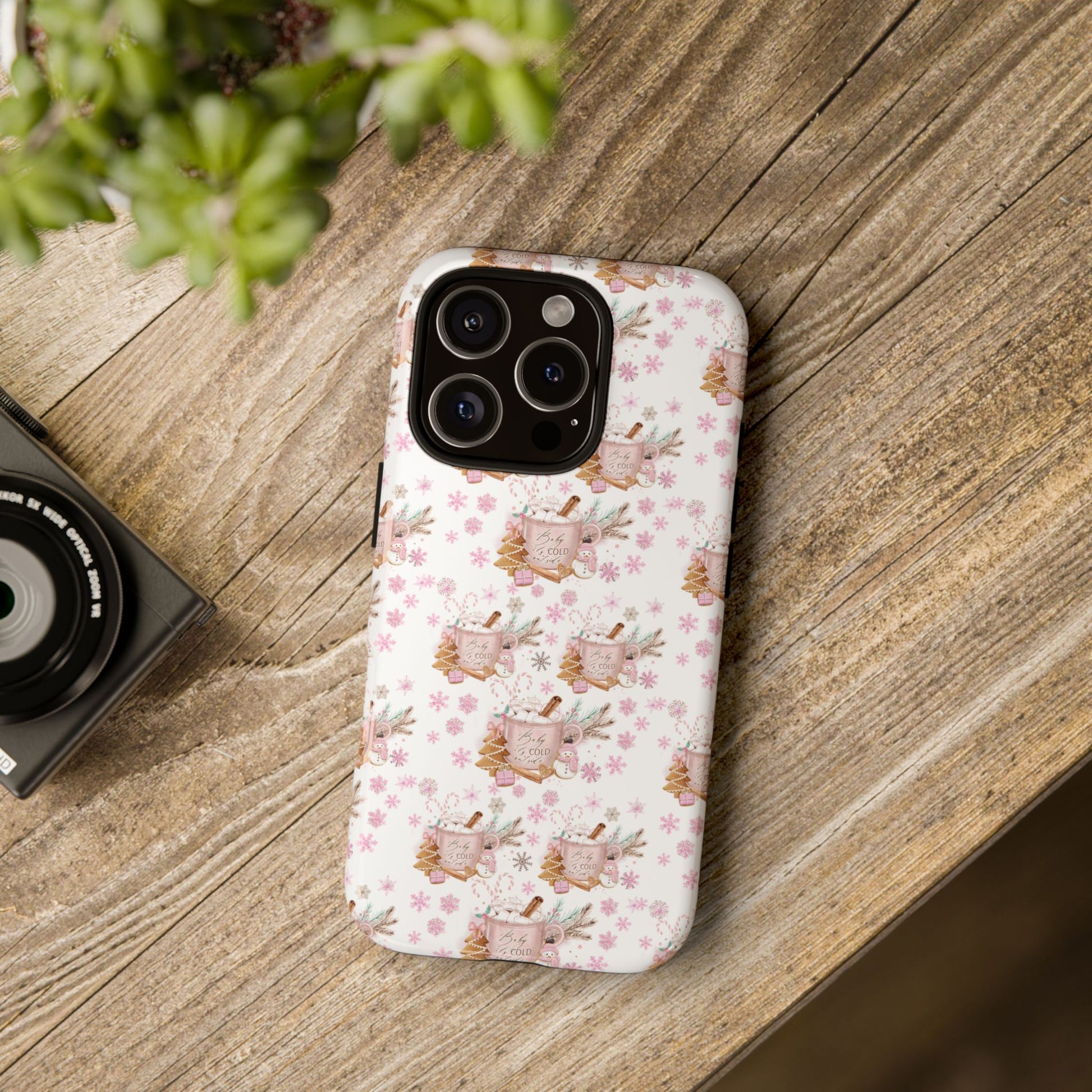 Baby it's Cold Outside Pink and White Phone Case Unique Holiday Protection for Your Device | Stylish & Durable Cover Gift for Her Phone 15, Samsung iPhone Samsung Accessory Gift for Her