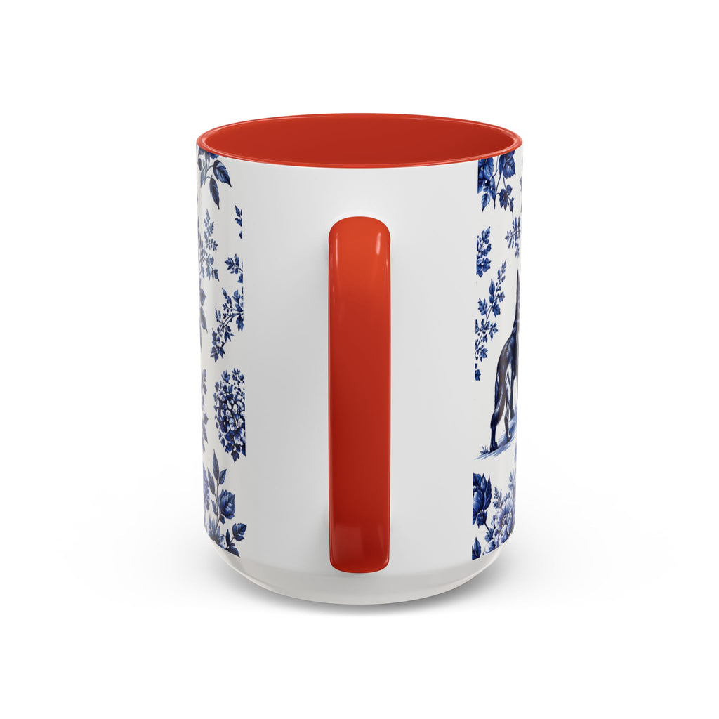 Elegant German Shepherd Floral Mug | Luxury Blue Toile Coffee Mug 11/15oz Accent Ceramic