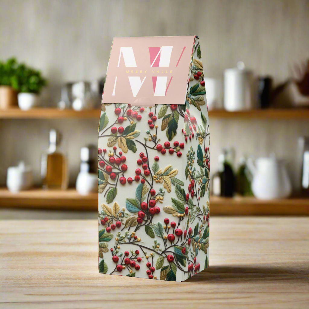 Holly Christmas Best Coffee Elegant Pastel Floral Design Medium-Dark Roast with Toasted Nut Cocoa Notes Serene Modern Cascades Blend Medium-Dark Roast Coffee Fun Design | Gift for Mom - MRSBYVALLE