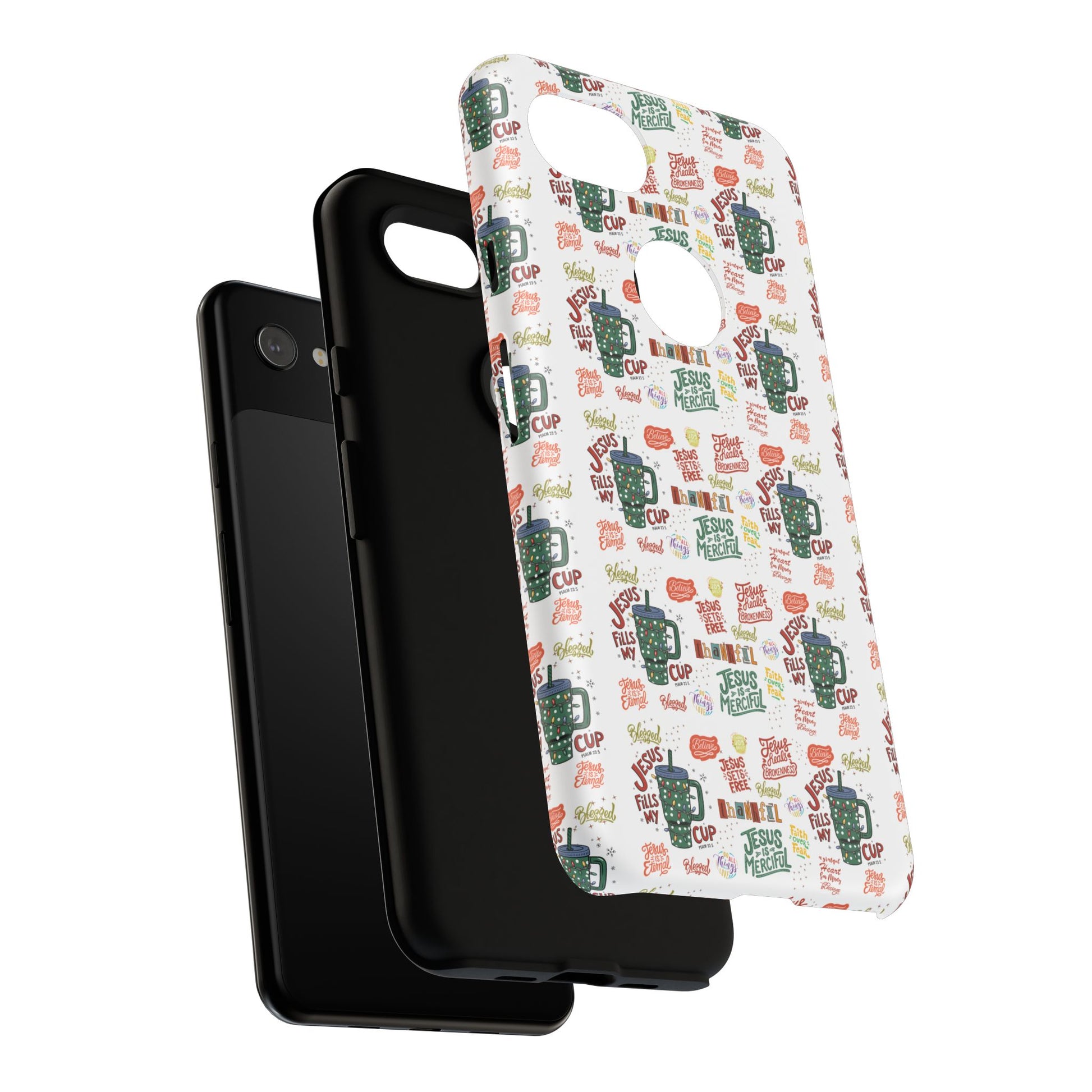 Jesus Fill My Cup Phone Case Cute Floral Design in Red, Pink, Blue – Aesthetic Protective Case for iPhone and  Android