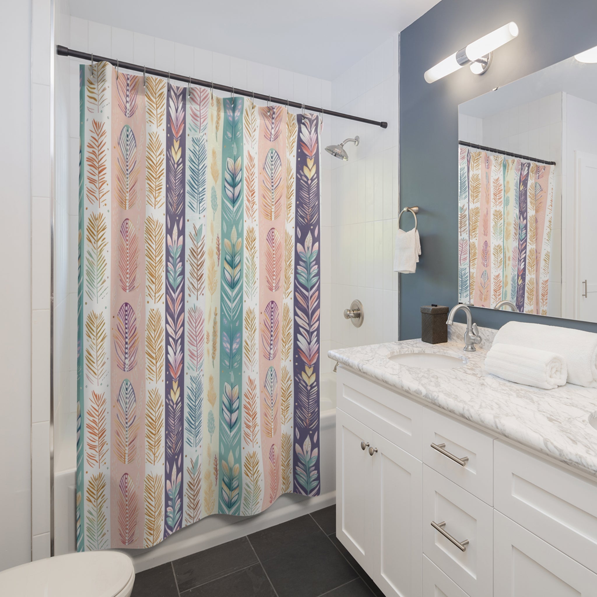 Boho Pastel Housewarming Shower Curtains Feathers Refresh your bathroom with our bursting with color and style. Transform your space and shop now for a vibrant upgrade!