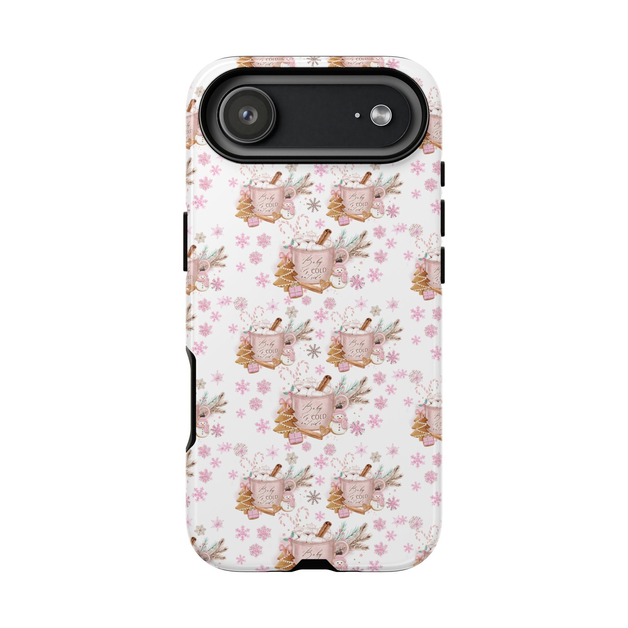 Baby it's Cold Outside Pink and White Phone Case Unique Holiday Protection for Your Device | Stylish & Durable Cover Gift for Her Phone 15, Samsung iPhone Samsung Accessory Gift for Her