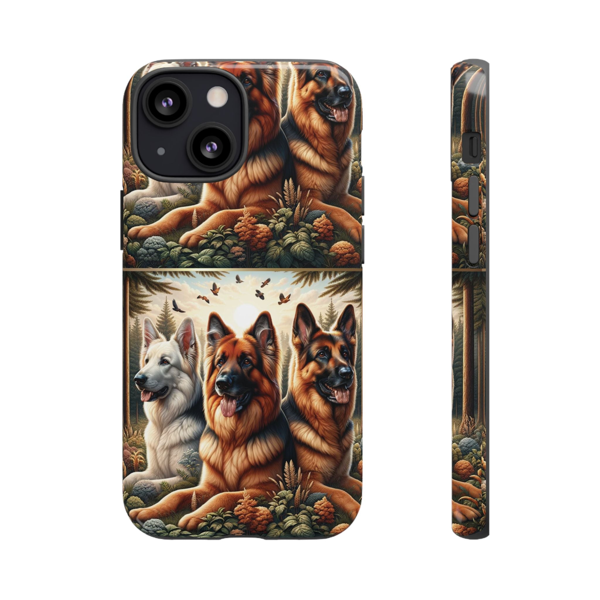 German Shepherd Phone Tough Case Floral Elegant Durable Dog Lover Devices iPhone 15, Samsung iPhone Samsung Accessory Gift for Her