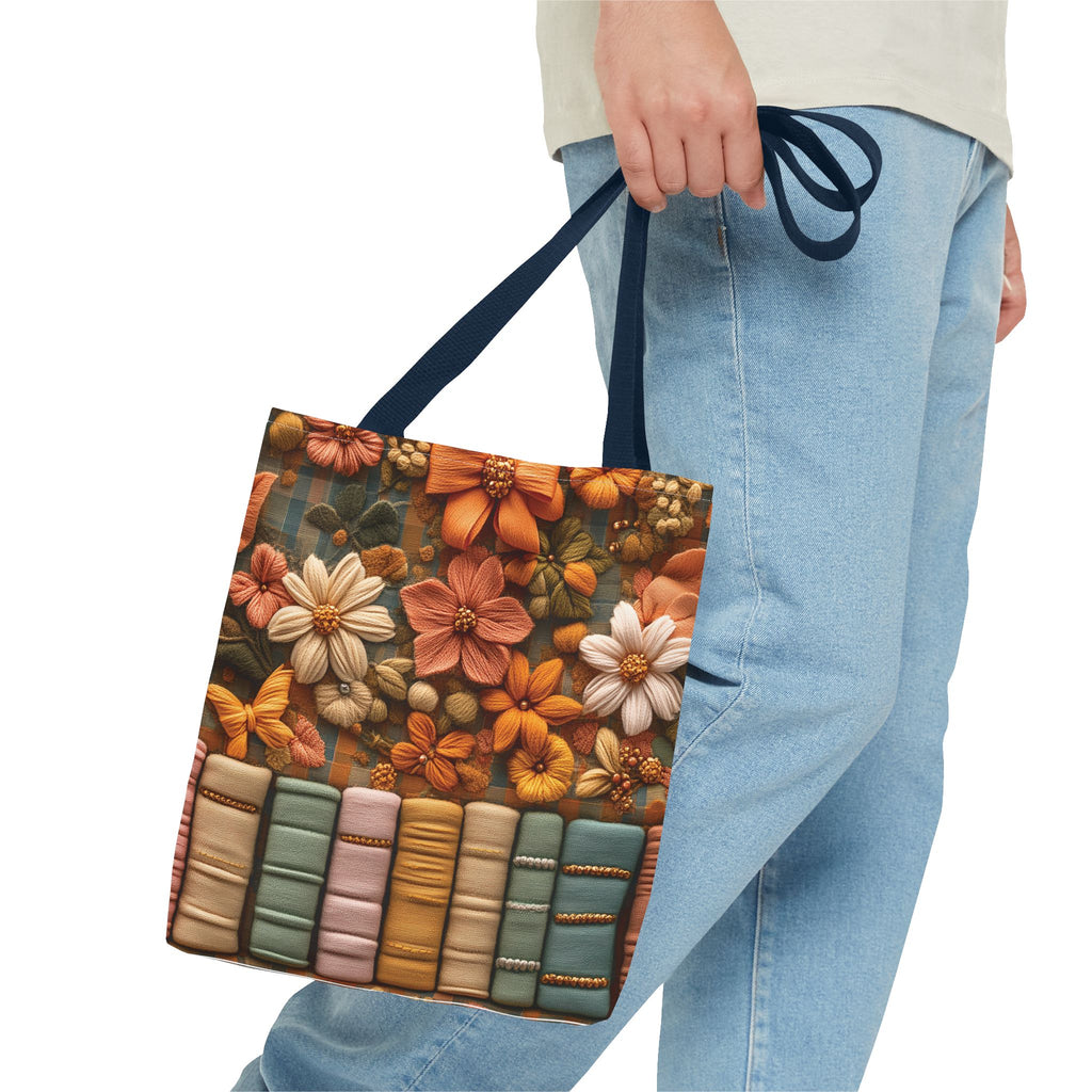 Boho Floral 3D Illusion Tote with Books Design Stylish and Functional Bag for Everyday Use Durable, Reusable, and Perfect for Book Lovers and Boho Enthusiasts Season - MRSBYVALLE