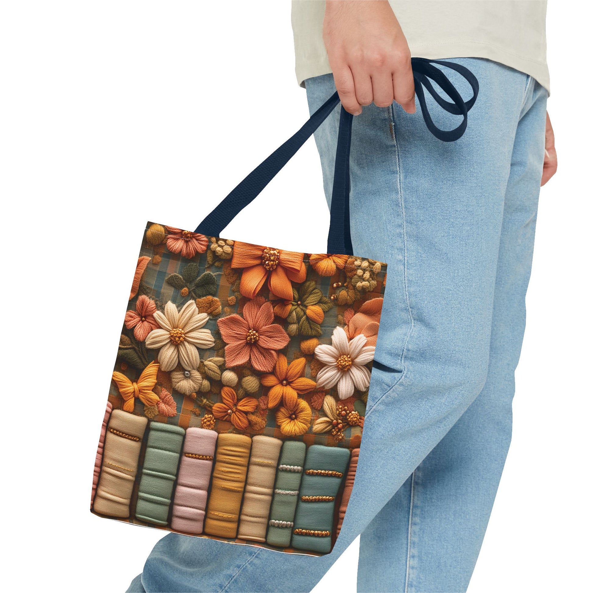 Boho Floral 3D Illusion Tote with Books Design Stylish and Functional Bag for Everyday Use Durable, Reusable, and Perfect for Book Lovers and Boho Enthusiasts Season - MRSBYVALLE