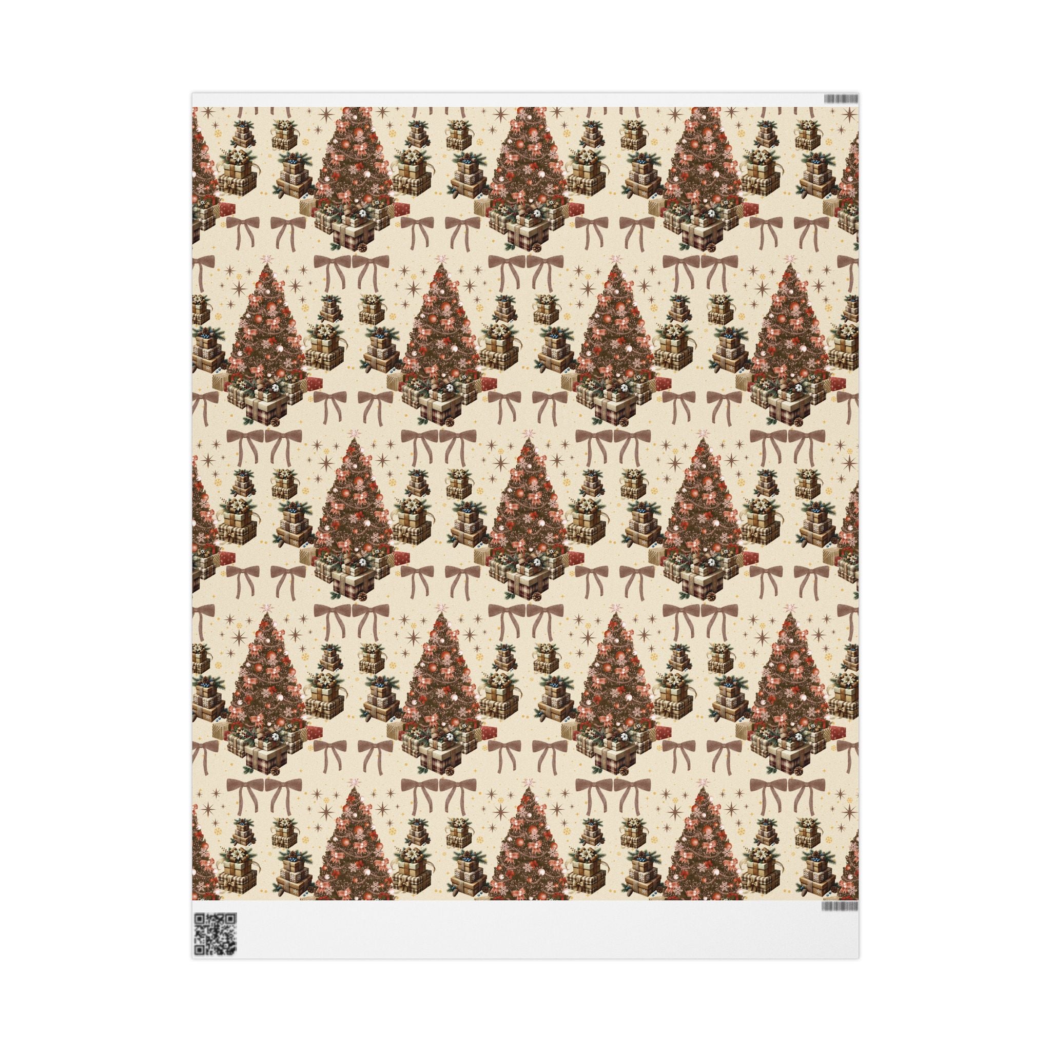 Brown Cozy Christmas Wrapping Paper Warm Holiday Gift Wrap with Tree Pattern  Festive Design