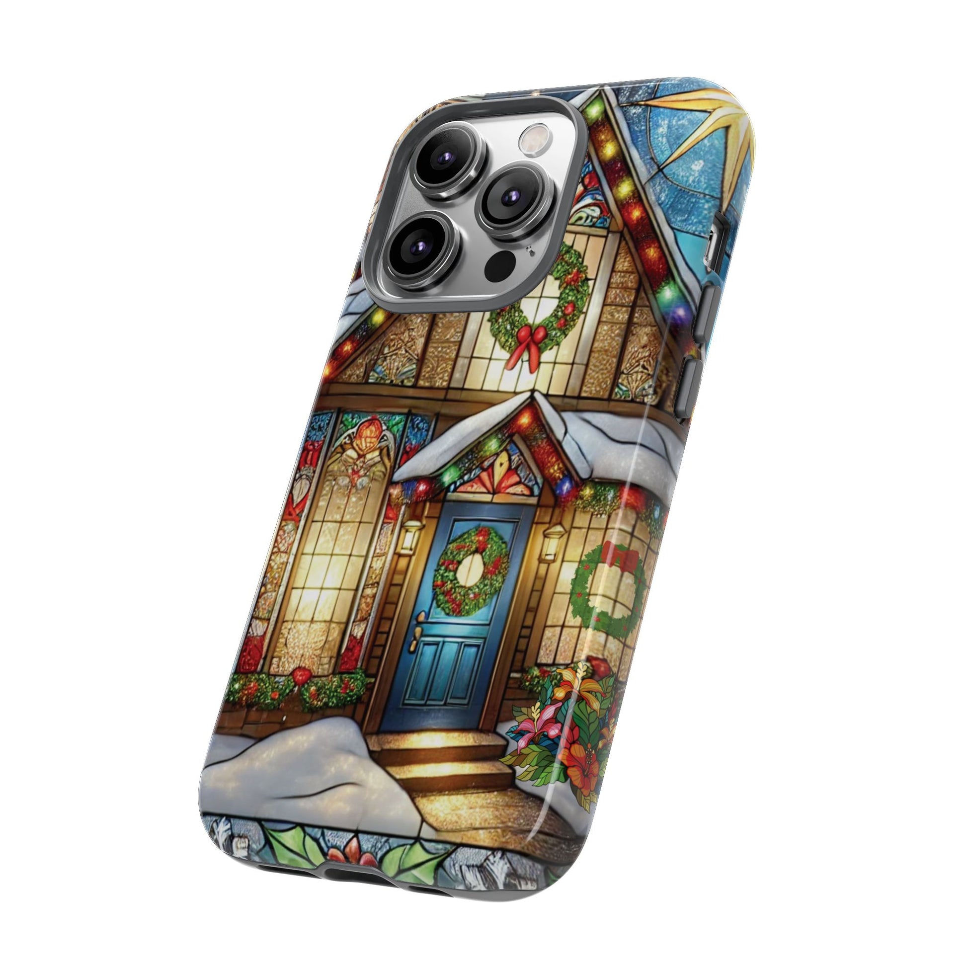 Stain Glass Christmas Phone Case Unique Holiday Protection for Your Device | Stylish & Durable Cover Gift for Her Phone 15, Samsung iPhone Samsung Accessory Gift for Her