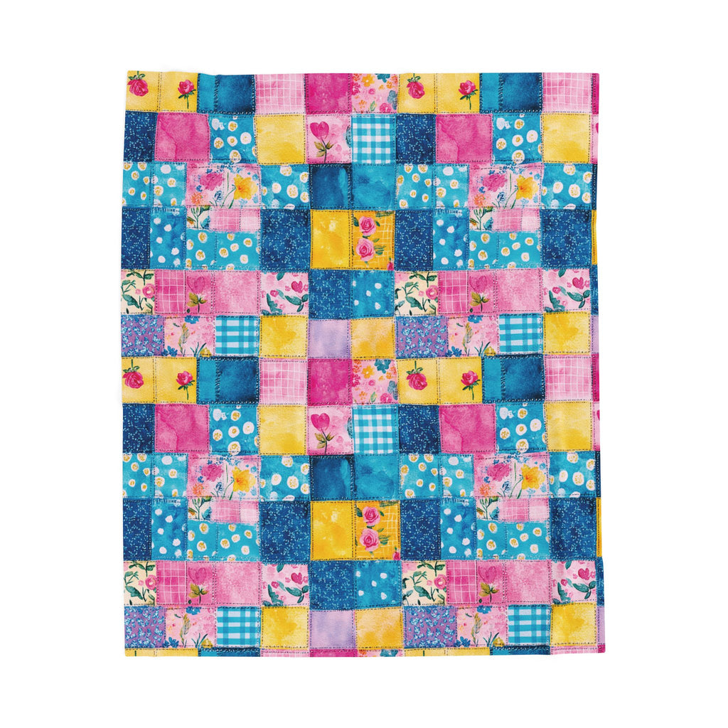 Pastel Patchwork Illusion Velveteen Plush Blanket Gift