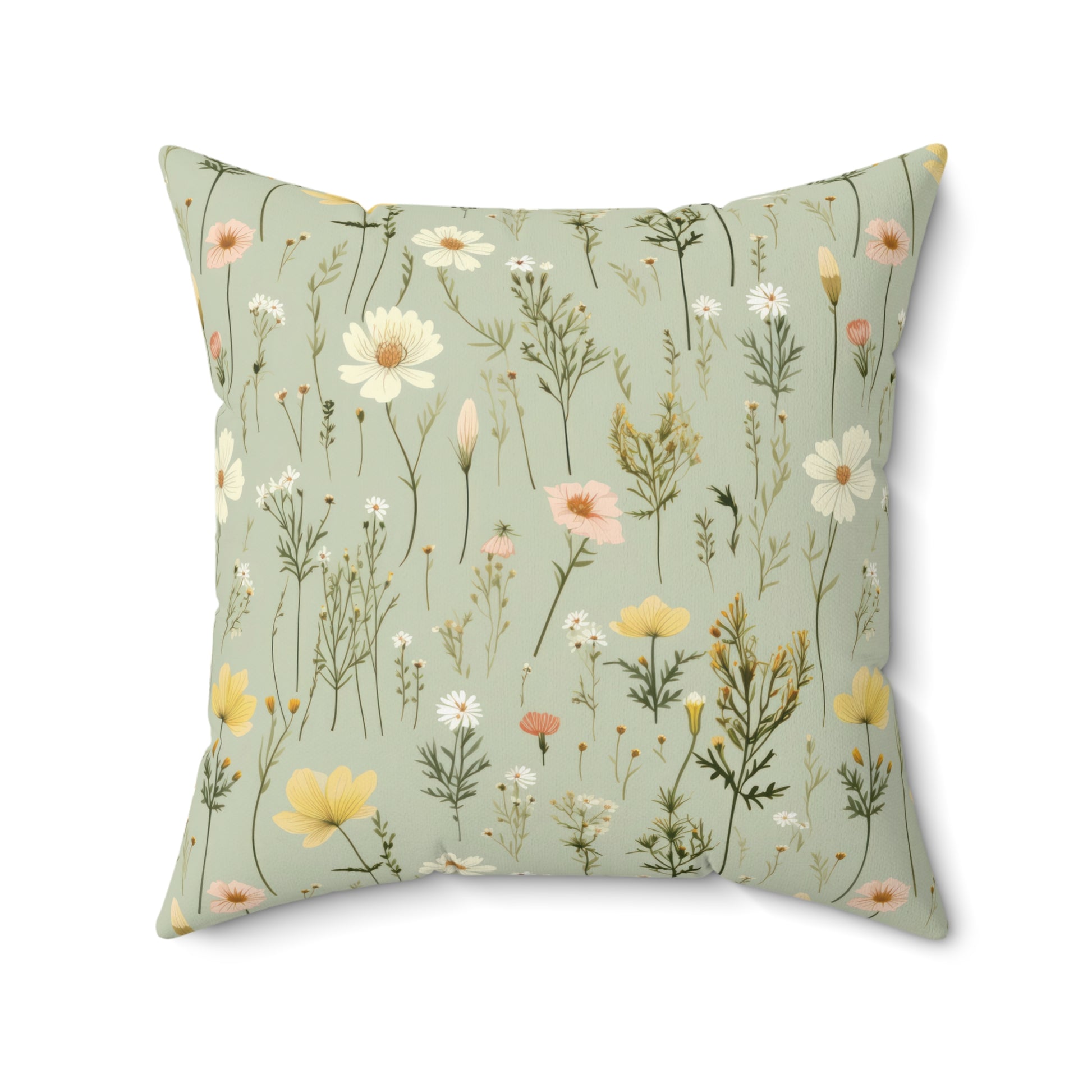 Boho Wildflowers Square Pillow Vibrant Floral Design Soft and Stylish Decorative Throw Pillow for Boho-Inspired Home DécorBridal Shower - MRSBYVALLE