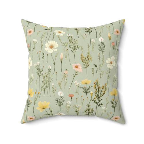 Boho Wildflowers Square Pillow Vibrant Floral Design Soft and Stylish Decorative Throw Pillow for Boho-Inspired Home DécorBridal Shower - MRSBYVALLE