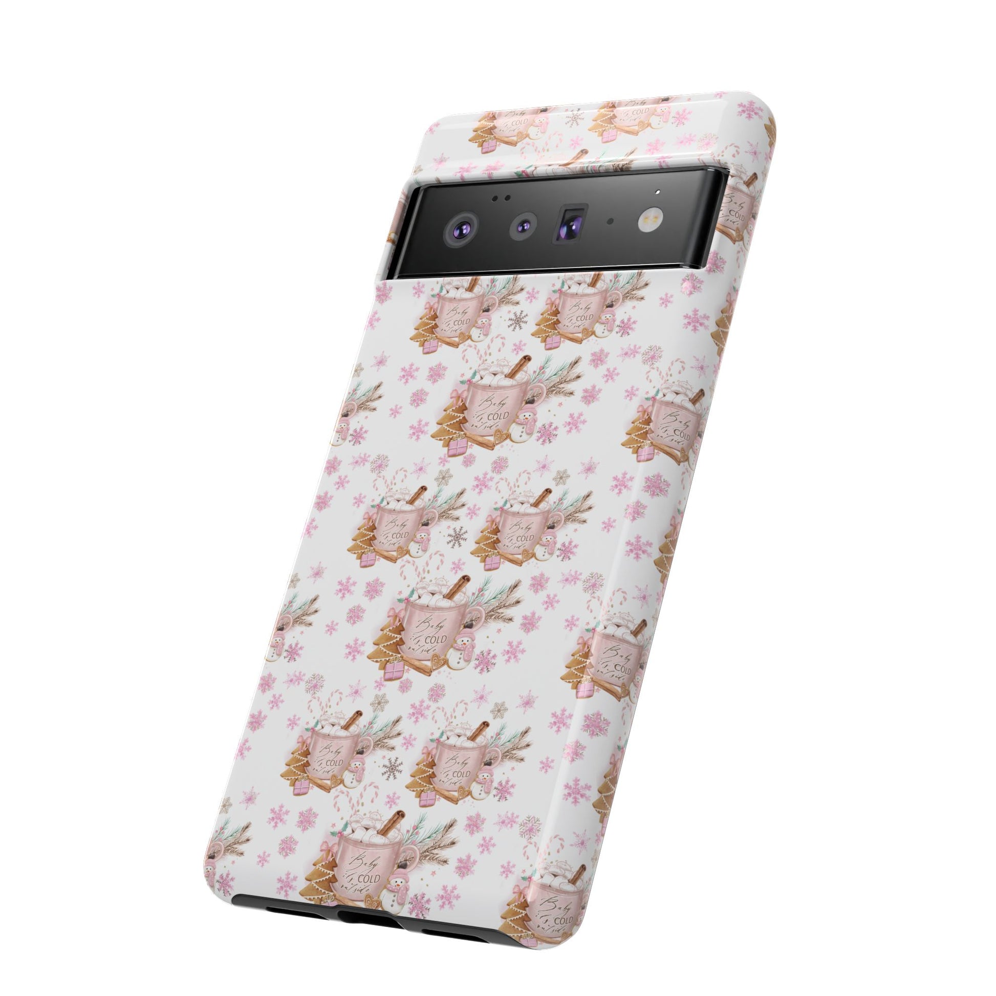 Baby it's Cold Outside Pink and White Phone Case Unique Holiday Protection for Your Device | Stylish & Durable Cover Gift for Her Phone 15, Samsung iPhone Samsung Accessory Gift for Her