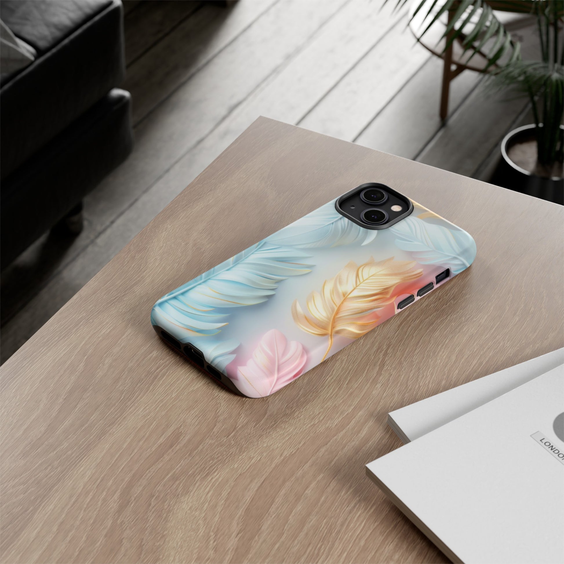 Pastel Feathers Protective Phone Case Gift for Her Phone 15, Samsung iPhone Samsung Gift for Her Case iPhone 15, Samsung iPhone Samsung Accessory Gift for Her