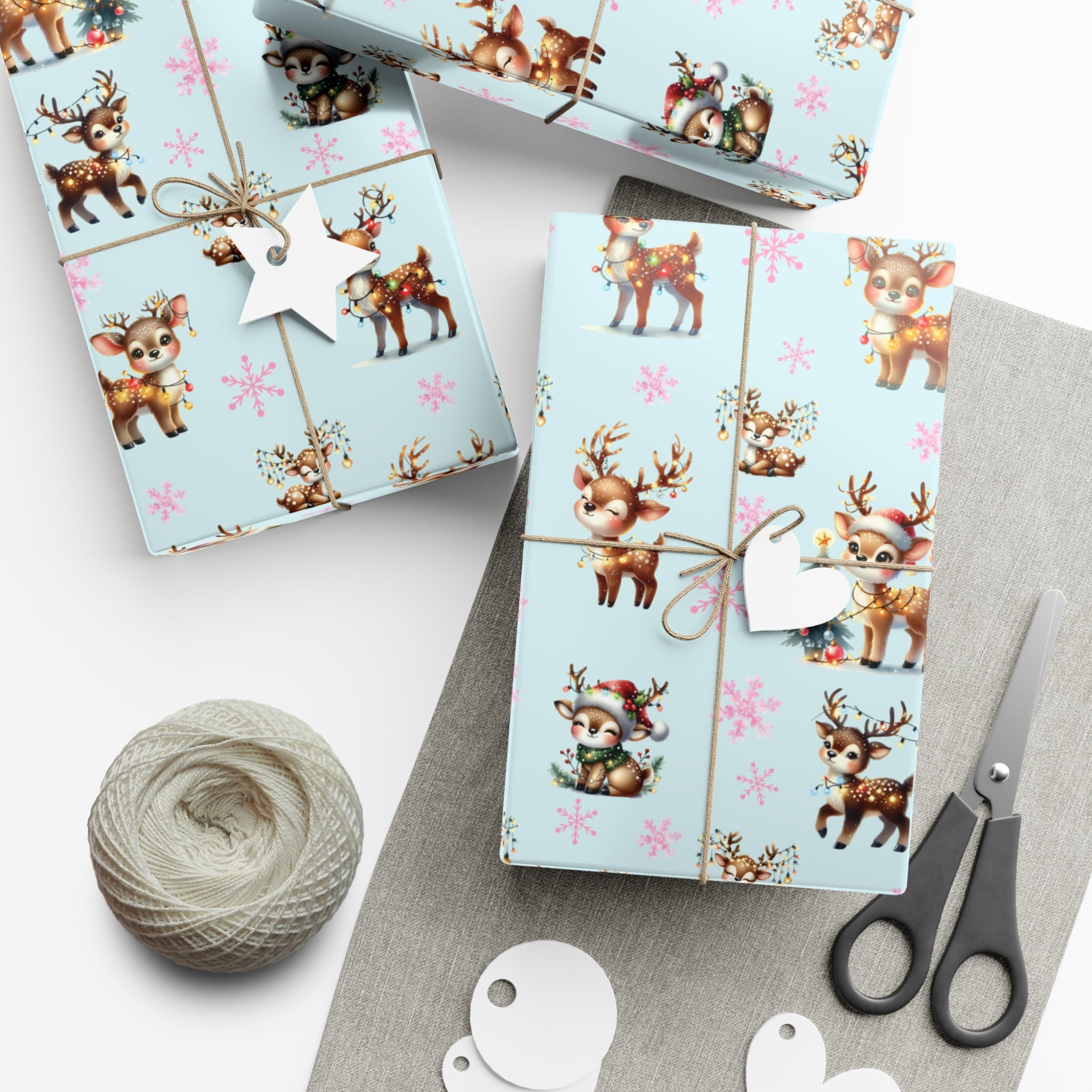Watercolor Reindeer Christmas Wrapping Paper Elegant Holiday Gift Wrap Featuring Whimsical Deer Design | Perfect for Festive Presents, Available in Multiple Sizes for Every Gift - MRSBYVALLE