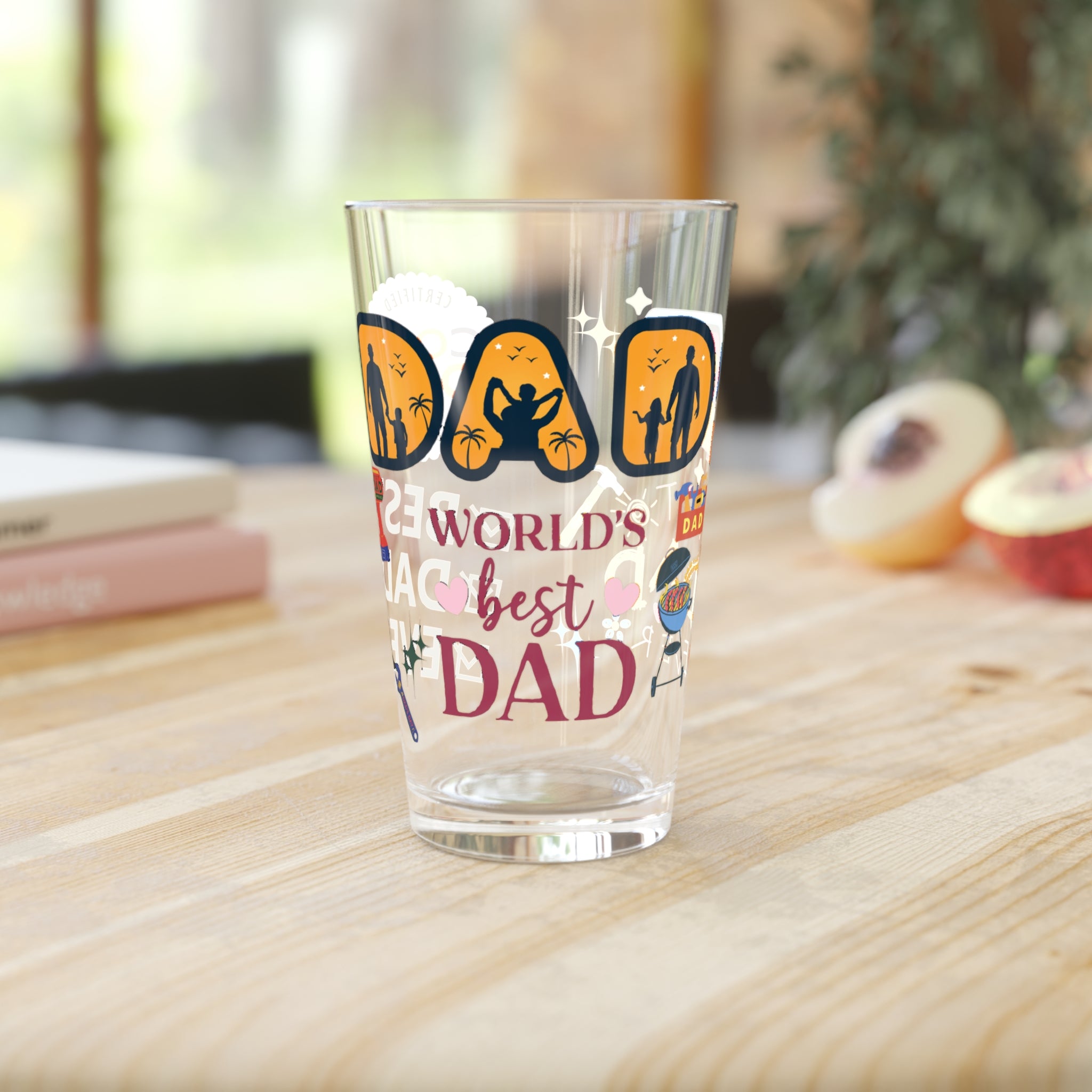 Verre à pinte de 47 cl « Super Papa », amusant et fonctionnel, cadeau pour les papas, verre transparent sans BPA, parfait pour la fête des pères, les barbecues, les jours de match et les toasts quotidiens.