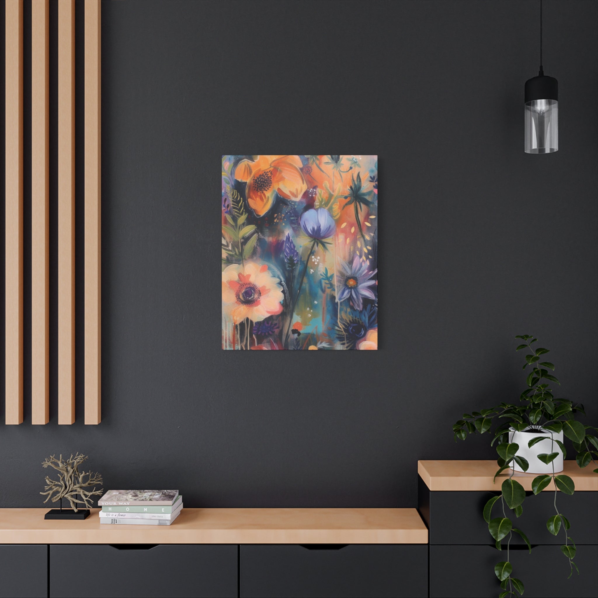 Boho Floral Wall Art Matte Canvas Stretched, Vibrant Botanical Design, Perfect for Living Room, Bedroom, or Office Decor, Adds a Stylish Touch to Any Space1.25" - MRSBYVALLE