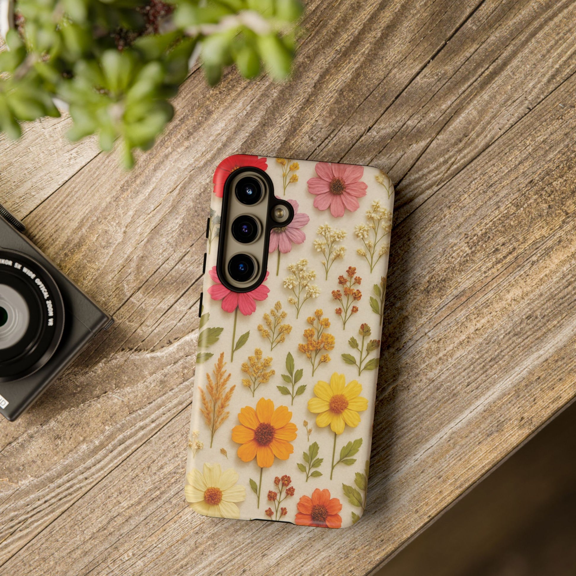 Dried Flowers Illusion Phone Case – Realistic Botanical Aesthetic, Colorful Pressed Floral Art, Trendy Nature-Inspired Protective Cover  iPhone & Samsung Models