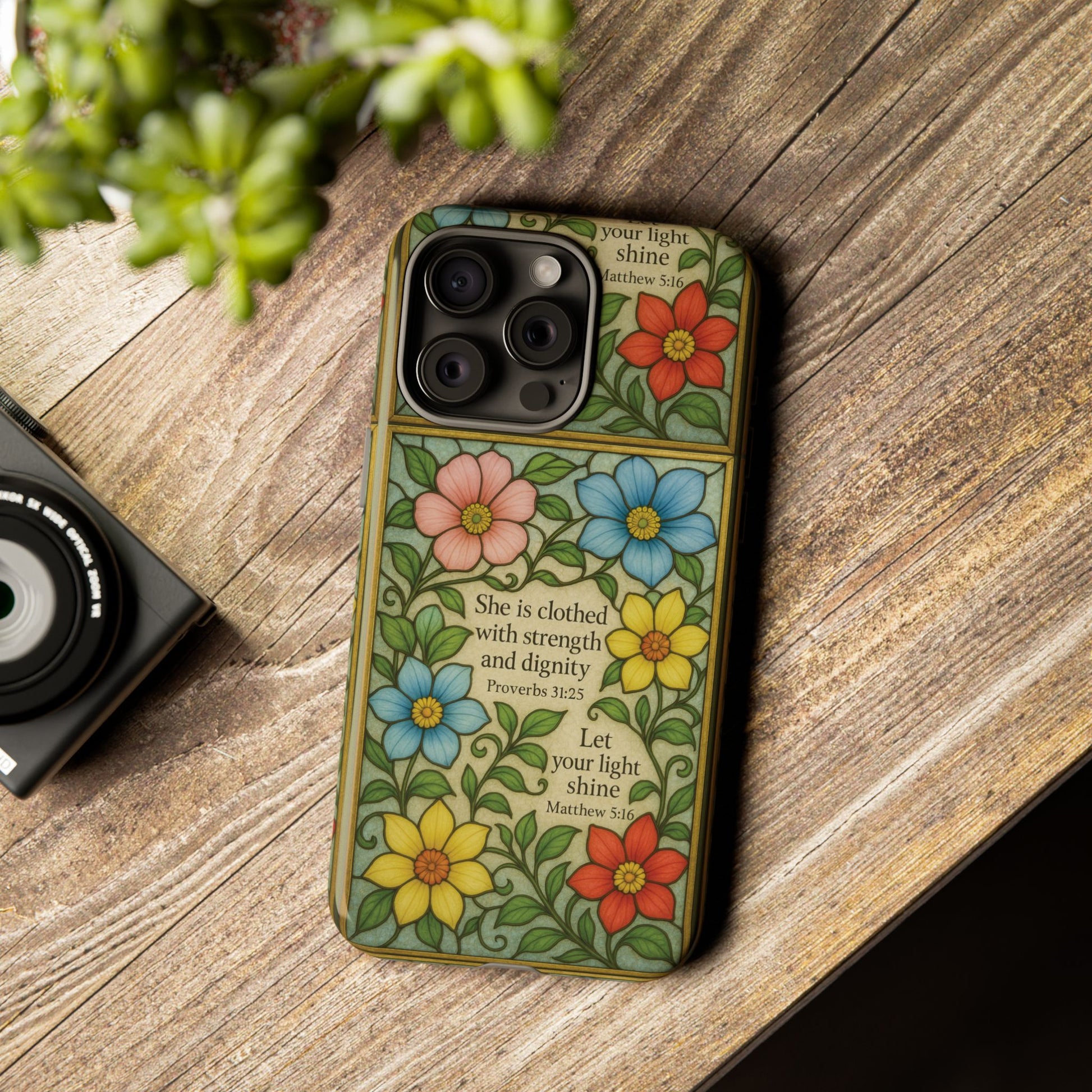 Pastel Floral Stained Glass Bible Verse Phone Case Christian Affirmation, Soft Faith Design, iPhone Samsung Google, Inspirational Gift for HerGift for Christians
