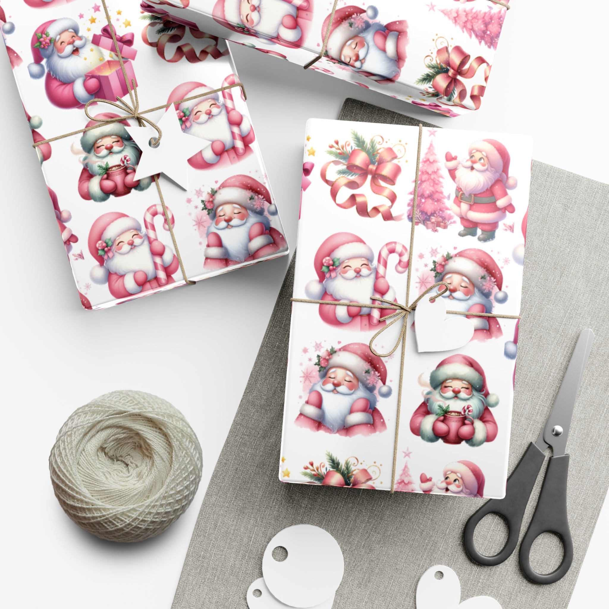 Pink Gift Wrap Papers, Christmas Santa Holiday Wrapping Pink Vintage Gift Packaging, Xmas Party Supplies, Decorative Present Wrap for Mom Premium Quality - MRSBYVALLE