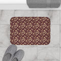 Burgundy Fall Bath Mat, Autumn Leaves Memory Foam Rug, Seasonal Bathroom Decor, Cozy Rustic Harvest Accent Floor Mat