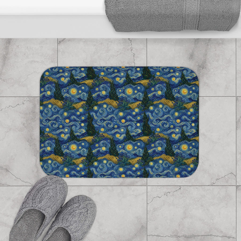 Van Gogh Illusion Bath Mat — Elegant Art Lover Floor Rug Office