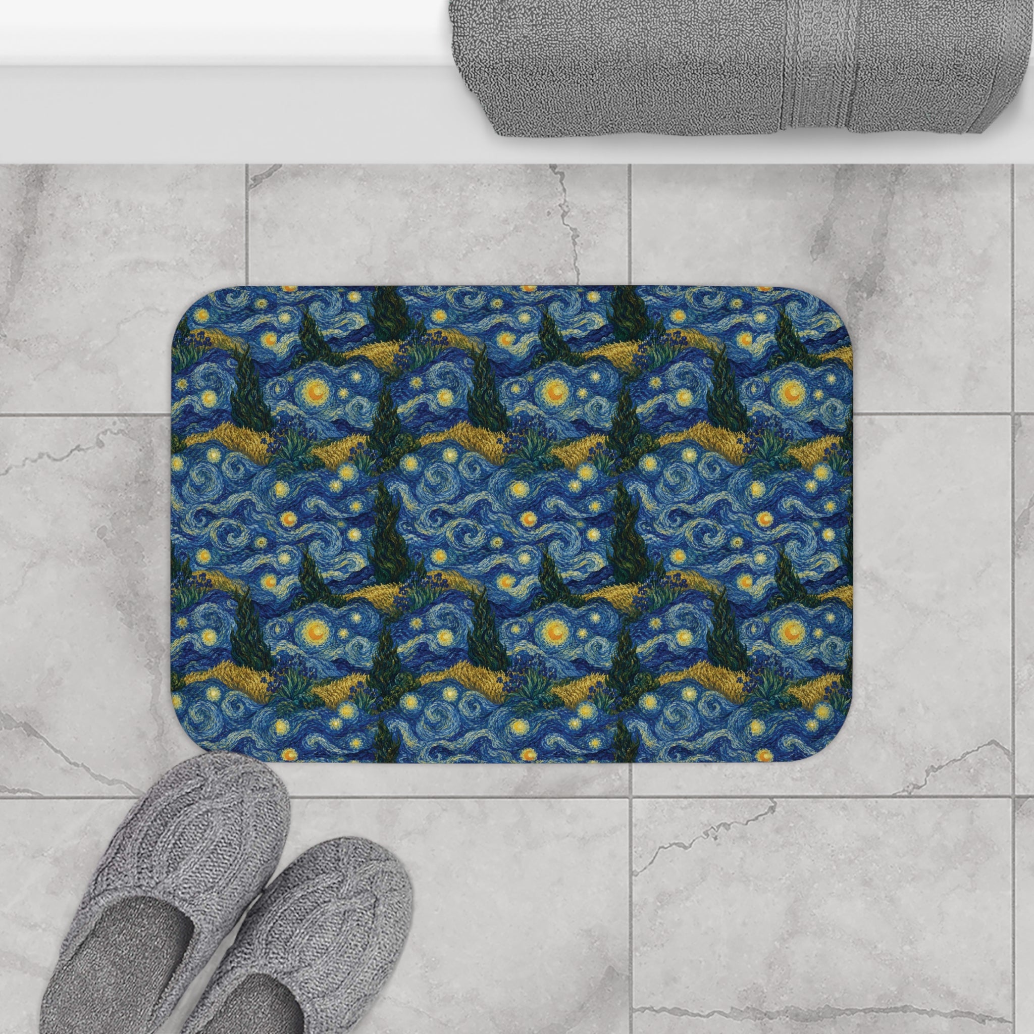Van Gogh Illusion Bath Mat — Elegant Art Lover Floor Rug Office