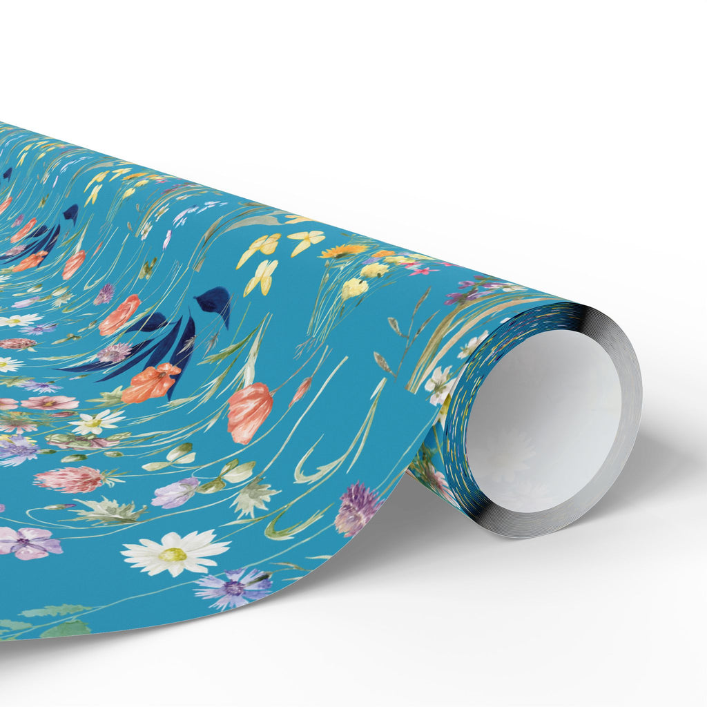 Turquoise Wildflowers Wrapping Paper Wedding, Birthdays