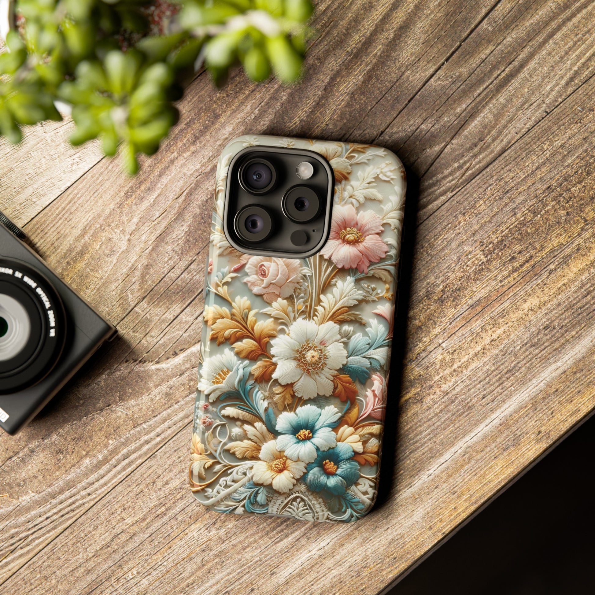 3D Elegant Faux Flowers Phone Case Stylish & Durable for iPhone Samsung Gift iPhone 15, 14, 13 Samsung Pixel Gift for Mom Accessory Gift for Her