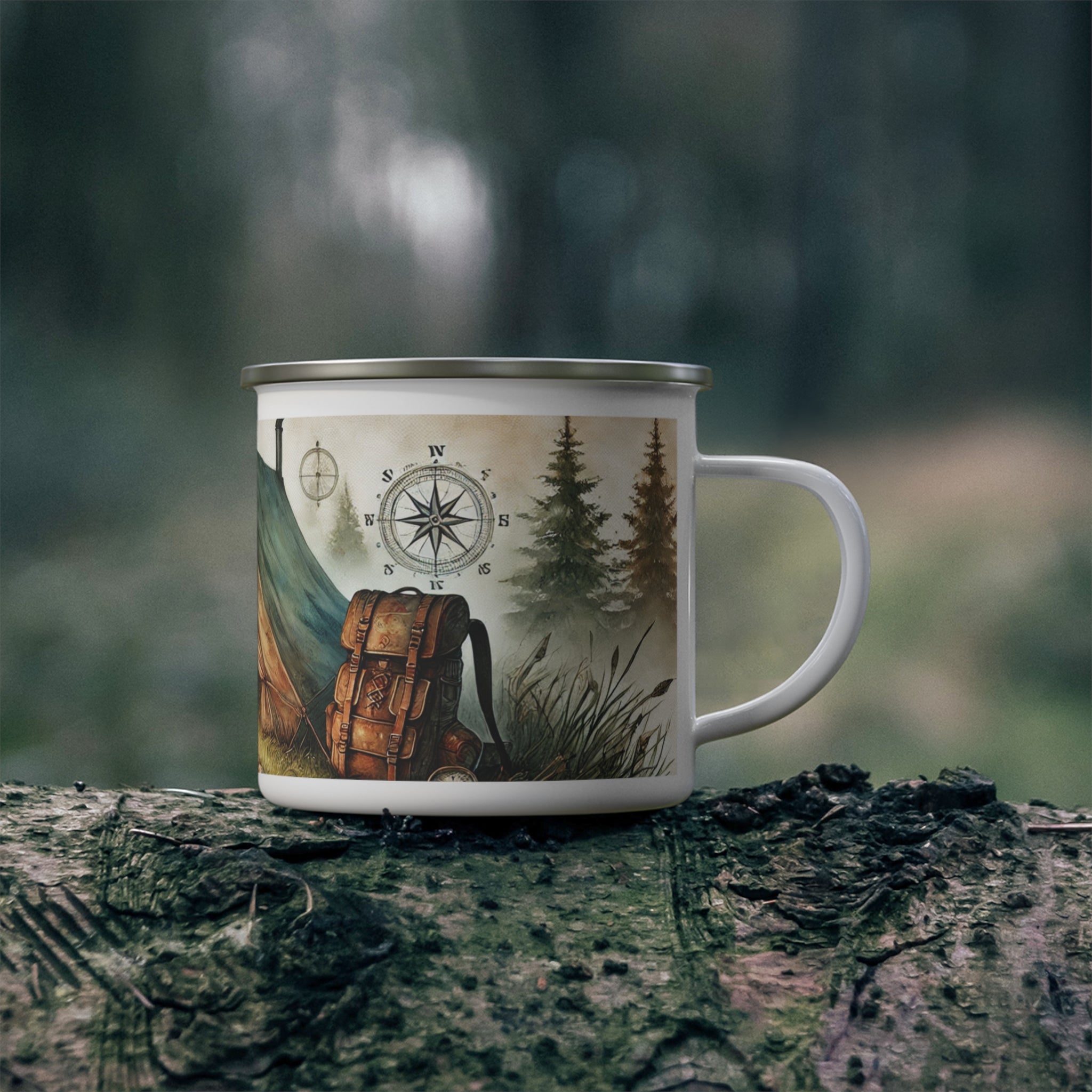 12oz Enamel Camping Mug - Scenic Campground Design | Perfect for Camping, Coffee, Hot Chocolate | Durable, Lightweight Mug for Outdoor Adventures | Ideal Camping Gift Perfect Christmas - MRSBYVALLE
