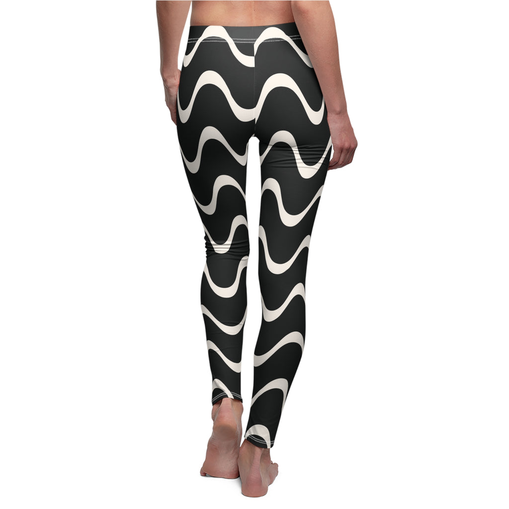 Black and White Abstract Women's Casual Leggings Stylish, Comfortable High-Waisted Yoga Pants for Everyday Wear, Workout, and Lounge – Perfect Gift Idea for Her – Available in Plus Sizes - MRSBYVALLE