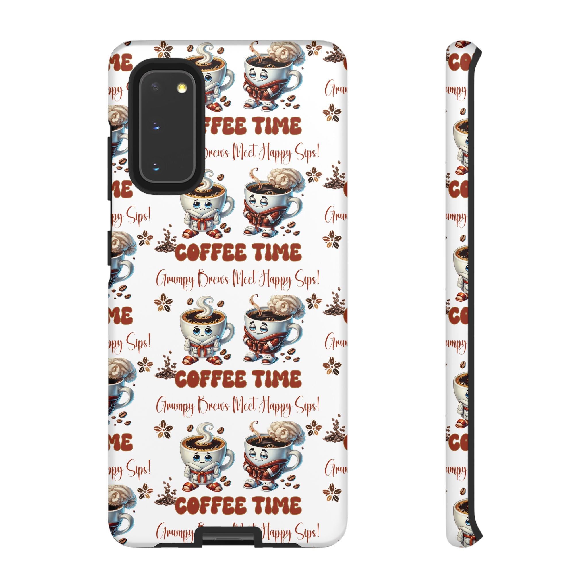 Grumpy Brews Meet Happy Sips Phone Case Compatible with iPhone, Samsung & Pixel | Fun, Durable Protection for Coffee Lovers | Unique Design, Shockproof & Scratch-Resistant Perfect for Coffee Lover - MRSBYVALLE
