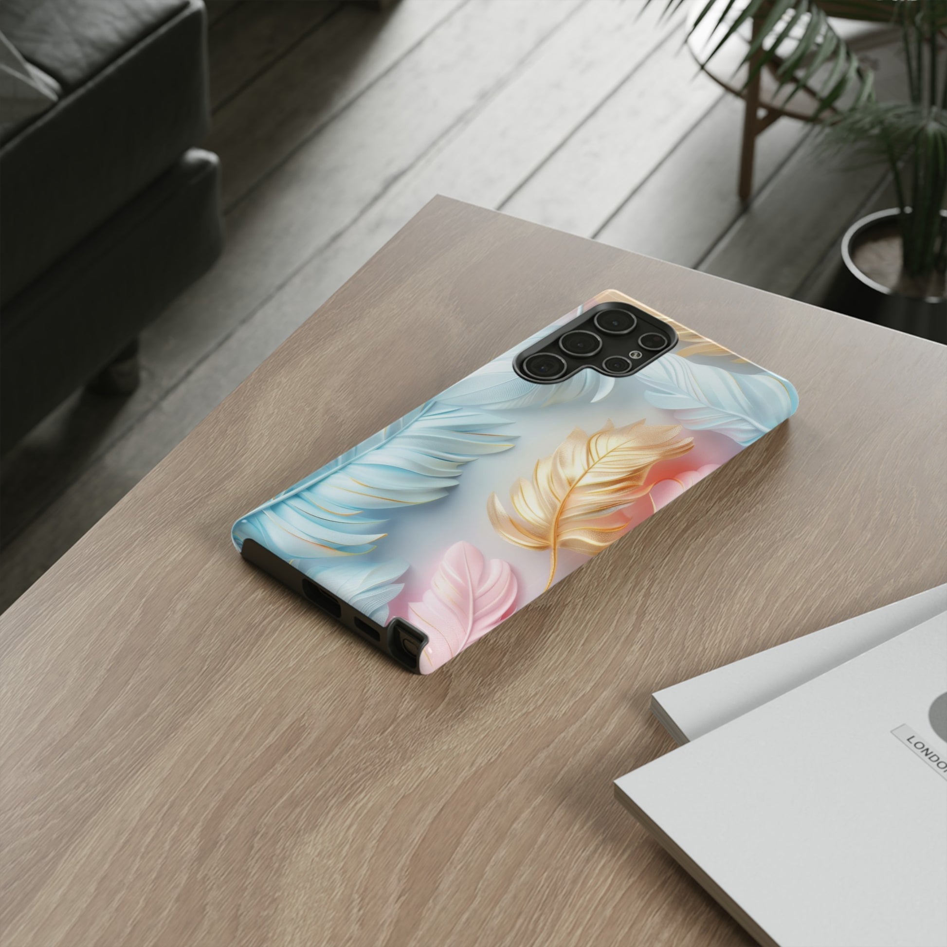Pastel Feathers Protective Phone Case Gift for Her Phone 15, Samsung iPhone Samsung Gift for Her Case iPhone 15, Samsung iPhone Samsung Accessory Gift for Her