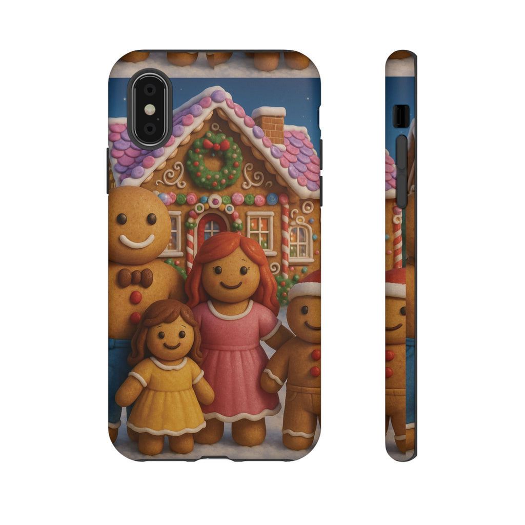 Coque de téléphone esthétique Famille en Pain d'Épices – Design d'inspiration vintage sur le thème de Noël – Étui stylé pour modèles iPhone et Samsung Galaxy