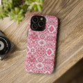 Pink and White Mediterranean Tile Design Phone Case - Stylish, Protective Cover for All Models Gift for Mom Accessory Gift for Her