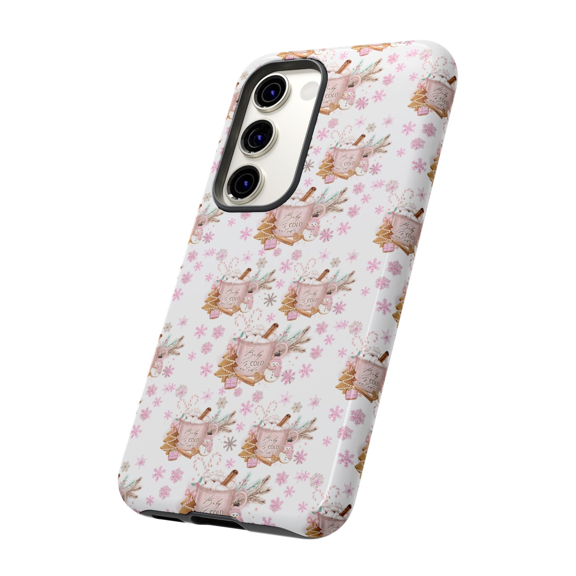 Baby it's Cold Outside Pink and White Phone Case Unique Holiday Protection for Your Device | Stylish & Durable Cover Gift for Her Phone 15, Samsung iPhone Samsung Accessory Gift for Her