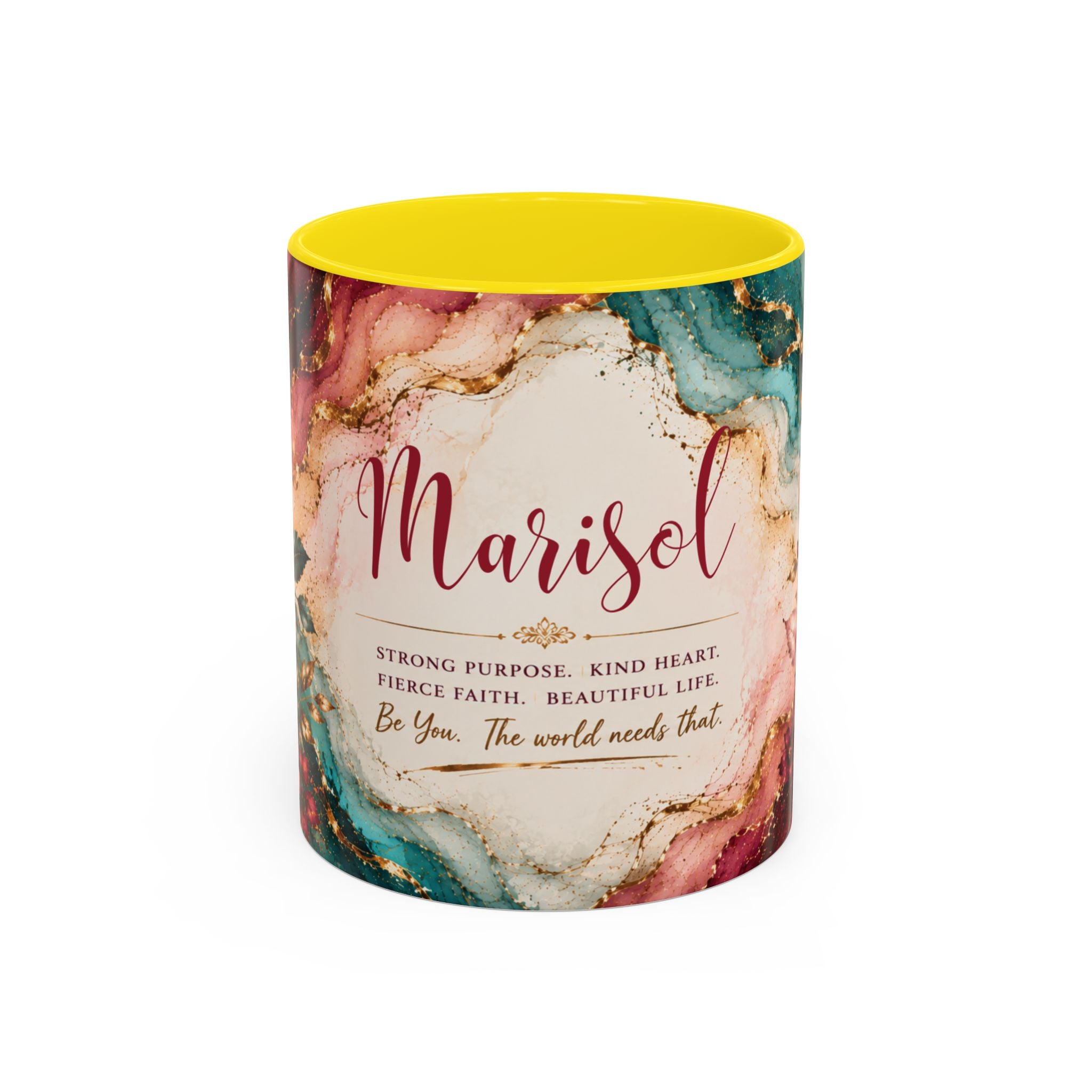 Personalized Name Mug for Women, Inspirational Color Handle Coffee Mug, 11 oz or 15 oz Gift for Her