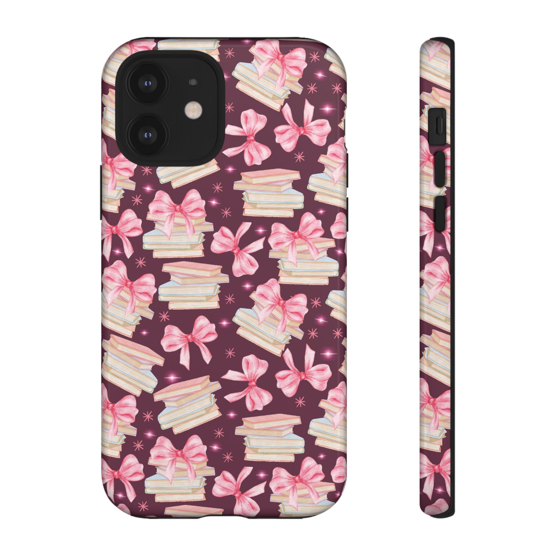 Coquette Pink Bows & Books Phone Case for iPhone 17 and Samsung, Pixel | Stylish Protective Cover Gift for Her Perfect for Floral Lover