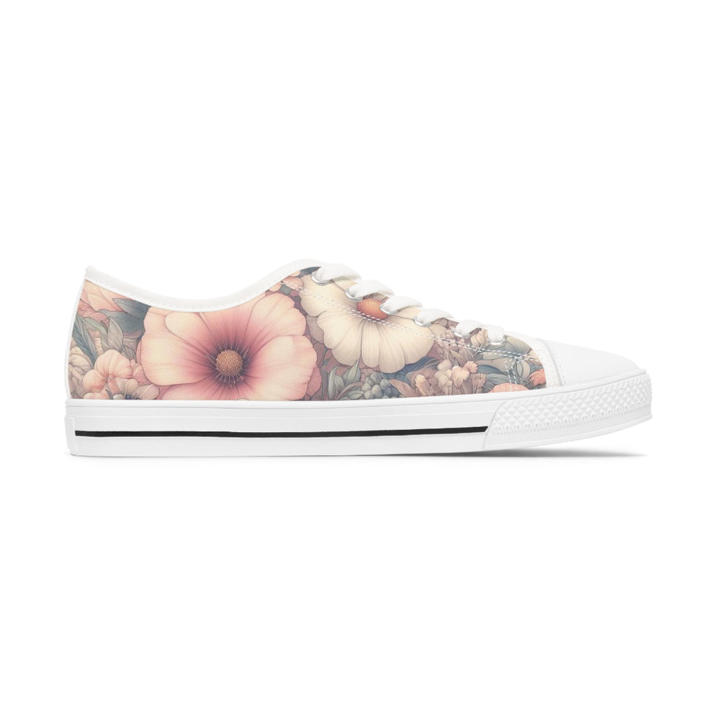 Floral Women's Low Top Sneakers Breathable Polyester Canvas, Lightweight Stylish Floral Pastel Design, Comfortable All-Day Wear, Perfect for Walking and Everyday Activities - MRSBYVALLE