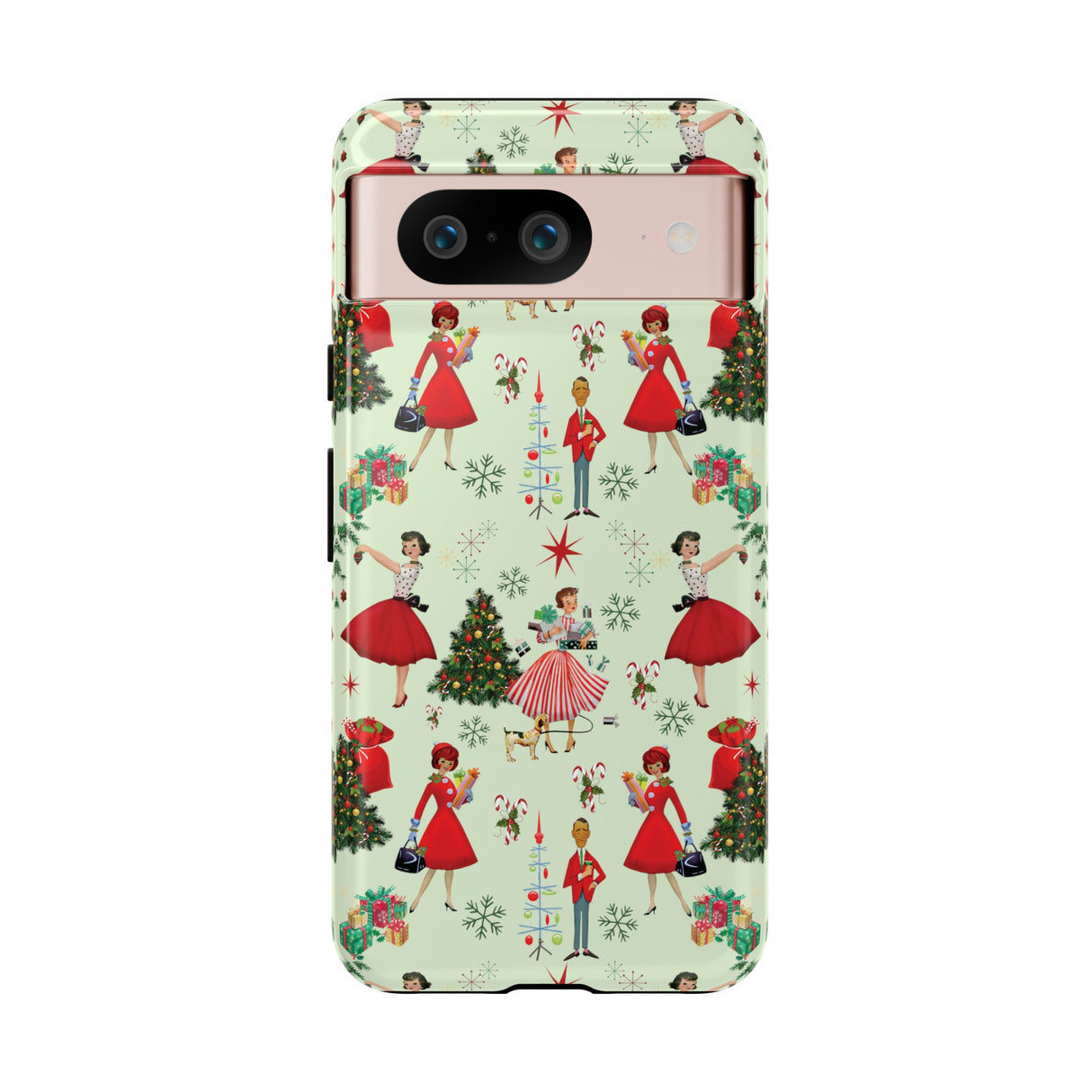 1950s Vintage Phone Case - Retro Christmas Design | Unique Holiday Protection for Your Device | Stylish & Durable Cover Gift for Her Phone 15, Samsung iPhone Samsung Accessory Gift for Her