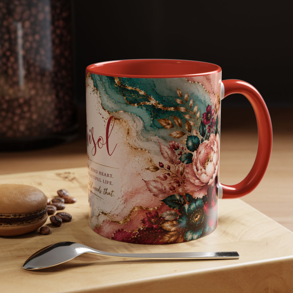 Personalized Name Mug for Women, Inspirational Color Handle Coffee Mug, 11 oz or 15 oz Gift for Her