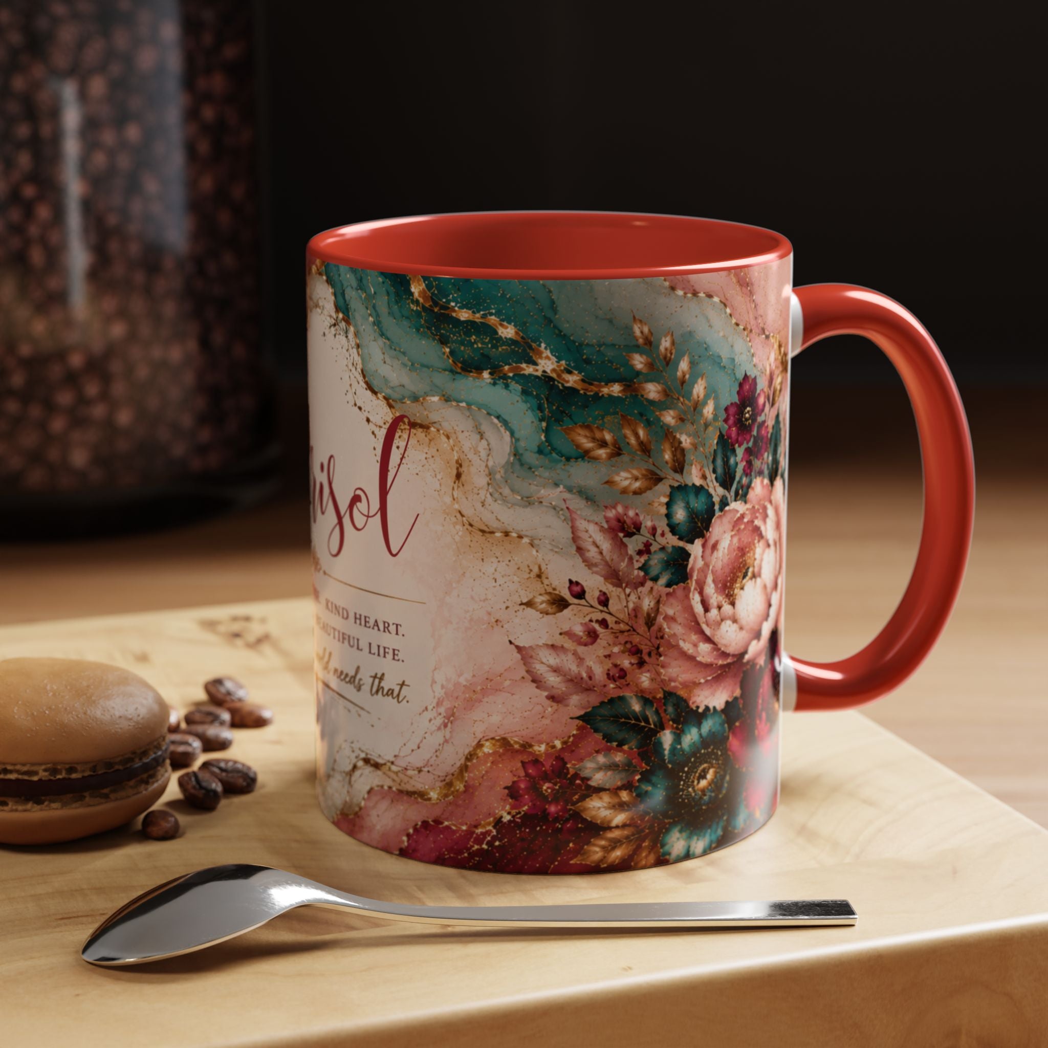 Personalized Name Mug for Women, Inspirational Color Handle Coffee Mug, 11 oz or 15 oz Gift for Her